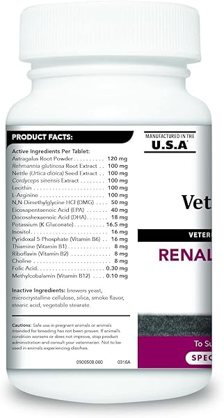 VETRISCIENCE RENAL ESSENTIALS KIDNEY SUPPLEMENT FOR DOGS KIDNEY AND URINARY TRACT SUPPORT, DOG KIDNEY SUPPLEMENT WITH ASTRAGALUS ROOT, NETTLE AND HERBS, UT HEALTH