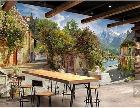 Amazon Co Jp 写真壁画壁紙タウン壁画 ヴィンテージ風景壁紙壁紙 家の装飾北欧山花壁画280 Cm W X 180 Cm H Diy 工具 ガーデン