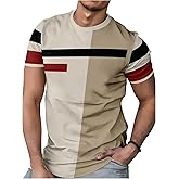 SOLY HUX Men's Short Sleeve Color Block Striped T Shirt Crew Neck Tee Casual Summer Tops