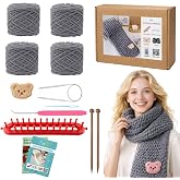 Novelchet Knitting Loom Kit for Scarf, Easy Knitting Set with Instructions | Learn to Knit kit Including Knitting Needles Set Plush Yarn