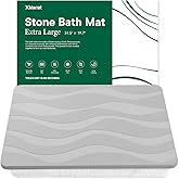 XMarrat Large Stone Bath Mat, 31.5'' x 19.7'' Super Absorbent Diatomaceous Earth Bath Mat Large, Quick Drying Non-Slip Diatomite Stone Bath Mats for Bathroom, Easy to Clean (Light Gray)