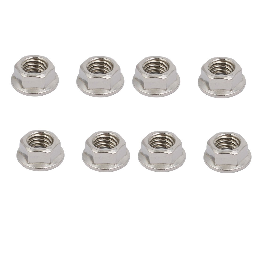 Sourcingmap 8pcs 3/8"-16 UNC Thread 304 Stainless Steel Hex Serrated Flange Nut Fastener