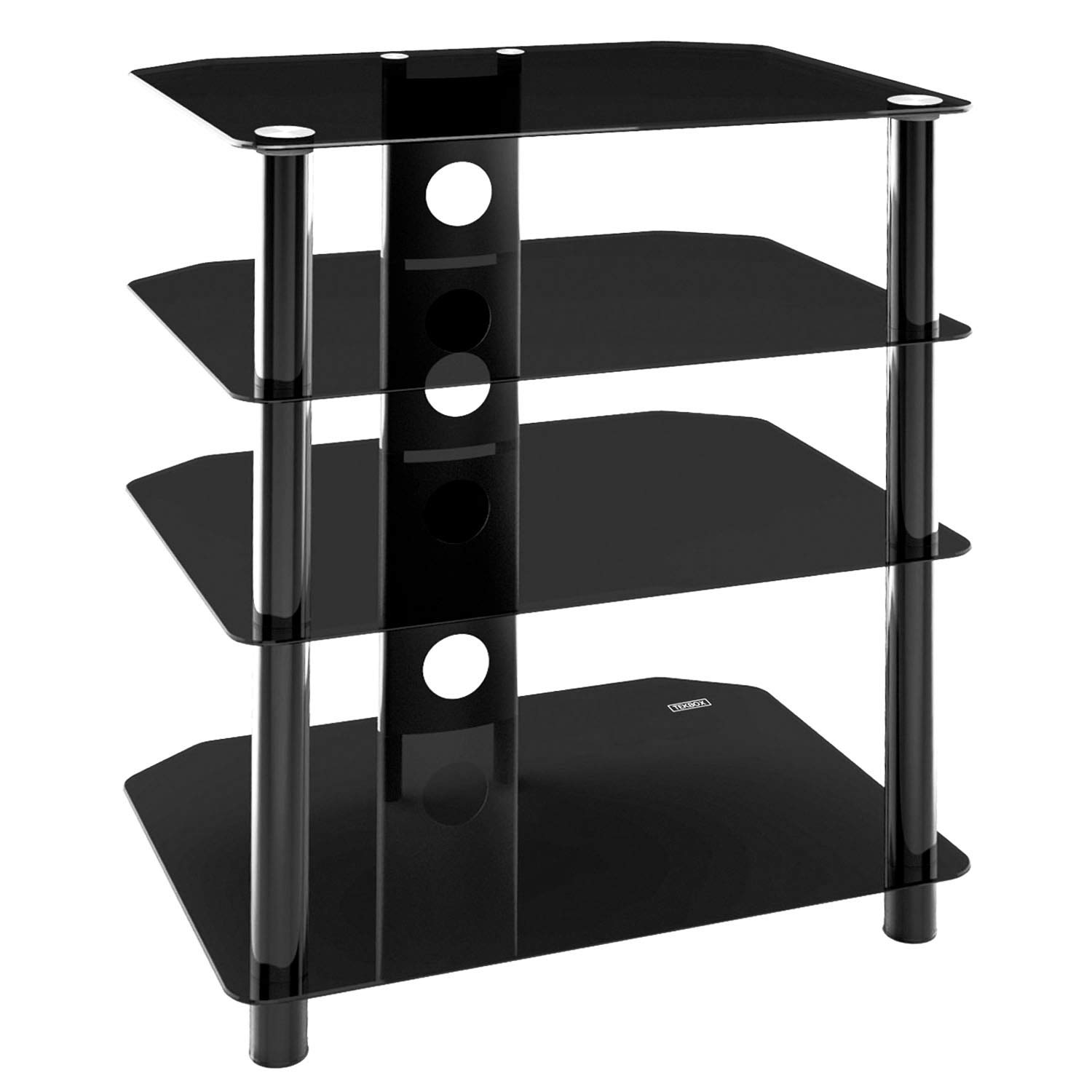 Tekbox 4 Tier Glass Tv Stand Black Television Unit For Hi Fi Dvd Sky Box Console Entertainment Systems Buy Online In Albania At Desertcart