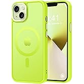 Thomo Strong Magnetic Case for iPhone 13 & iPhone 14 [Magsafe Compatible] Translucent Matte Slim Shockproof Anti-Fingerprint Protective Case, Fluorescent Green