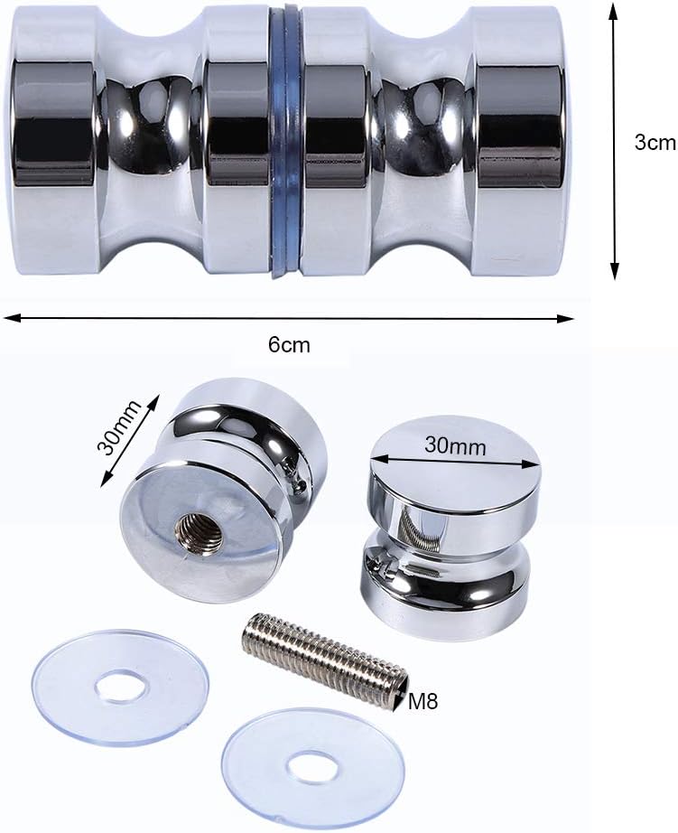 Smandy Aluminium Alloy Shower Door Knob, Bathroom Pull Handle for Glass Shower Doors with Screws, #4 - Image 3