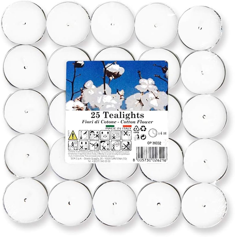 Amazon Co Jp ココドール ティーライト キャンドル 25個 コットンフラワー 約3 5時間 イタリア製 ドラッグストア