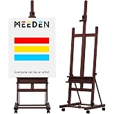 MEEDEN Adjustable H Frame Art Easel: Easel Stand for Painting and Display | Floor Easel for Drawing, Heavy Duty Beech Wood Hold Canvas up to 146", 4 Wheels &amp; Storage Tray - Professional for Studio