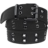 moonsix Canvas Web Belts for Men,Solid Color Casual Double Hole Grommet Belt