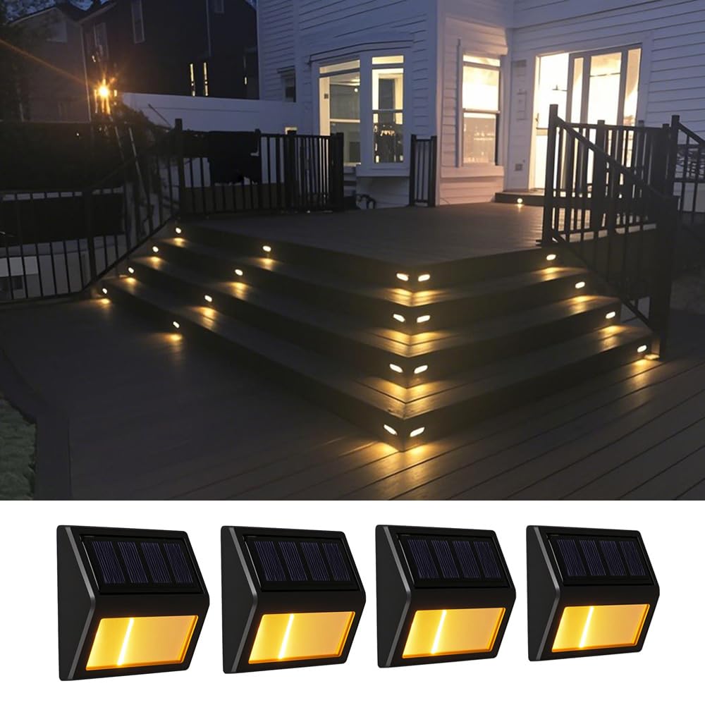 Photo 1 of **ONLY 1** ROWSEN Solar Lights Outdoor Waterproof IP65, Deck Step Lights with Auto On/Off, Solar Powered Lights for Pathway, Garden, Stairs, Patio (Warm White, 4-Pack)
