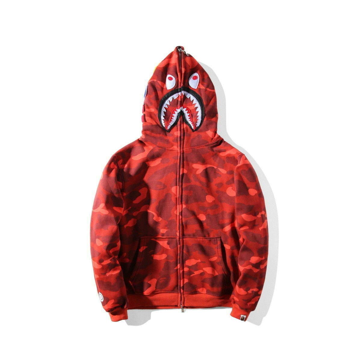 Hot Bathing Ape Bape Shark Jaw Camo Full Zipper Hoodie Men's Sweats Coat Jacket