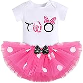 IMEKIS Baby Girl Mouse Birthday Outfit 1st 2nd Birthday Cake Smash Romper Tutu Skirt Polka Dots Clothes Set