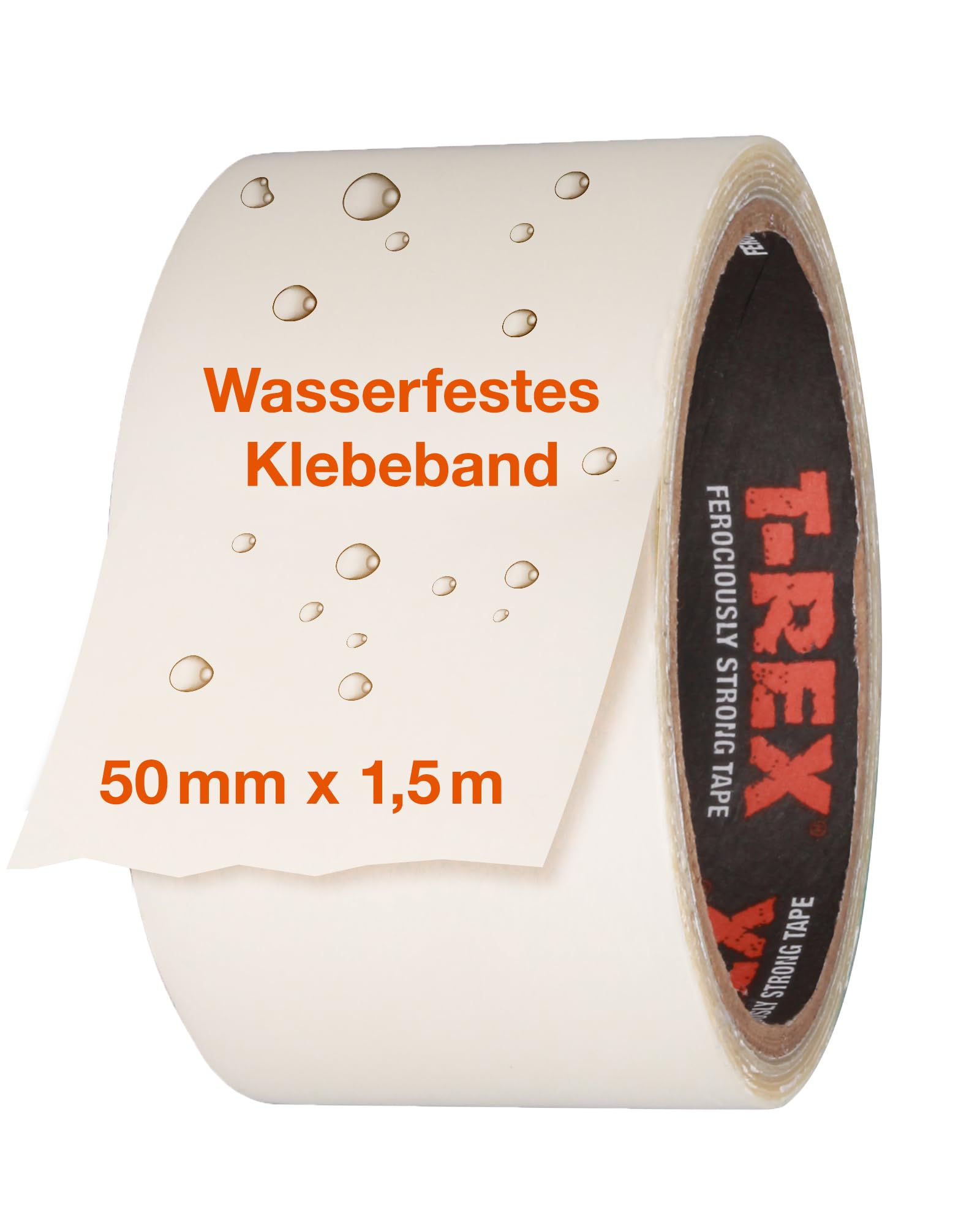 T-Rex Transparent Waterproof Tape - Transparent Waterproof Weatherproof Repair Tape for Repairing and Sealing Pools, Hoses and Tarpaulins - 50 mm x 1.5 m