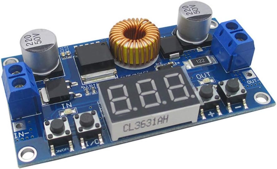 JacobsPartsXL4015 5A DC-DC CNC Buck Step-Down Voltage Converter Power Regulator Board w/Voltmeter & Digital Controls