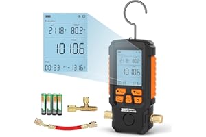 AUTORY Digital Vacuum Gauge 0~2000 Mbar Range,0.2% Accuracy, HVAC Vacuum Meter with Buzzer Alarm Digital HVAC Gauges Meter Set Pressure Leak Test,LCD Display,7/16"-20 UNF(1/4" SAE)