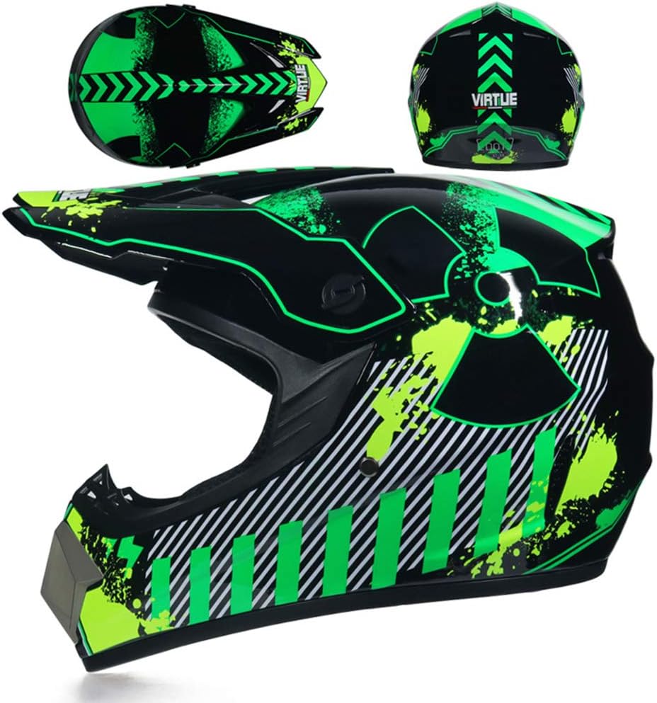 GWJNB Racing Adult Motocross Motorcycle Helmet & Adult MX Motocross AM Mountain Bike Full Face Helmet (Gloves,Goggles, Mask,4-Piece Set) L