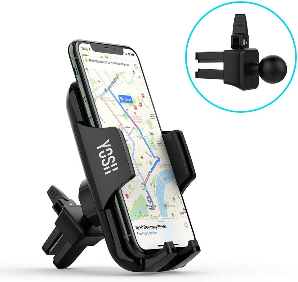 YOSH Car Phone Holder Air Vent, Upgrade 360° Rotation Phone Holder for Cars with Adjustable Clamp& Upgraded Double Metal Hook