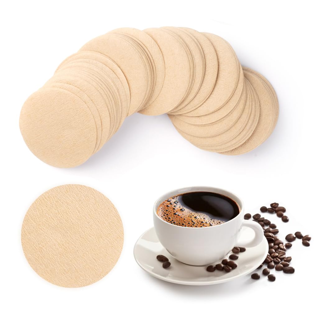 600Pcs Coffee Filter Papers - Unbleached Filter Papers, 64mm/2.5" Coffee Filters, Round Replacement Filters, Compatible Micro Paper Filters for Pour Over and Drip Coffee Maker (Unbleached)