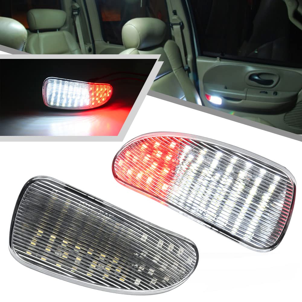 Photo 1 of 2Pcs F150 LED Courtesy Door Lights for Ford F150 1997-2003, F150 SVT Lightning 1999-2002, F250 Light Duty 1997-1999 Red& White LED Side Door Panel Light Door Interior Light Step Lights Clear Lens