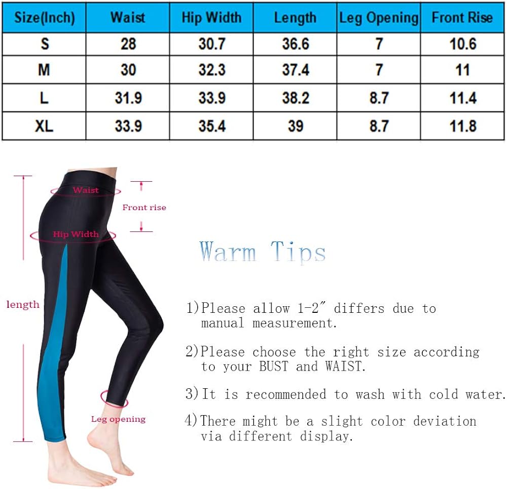 Scodi Women's Surfing Leggings Swimming High-Waisted Tights UPF 50+ : Clothing