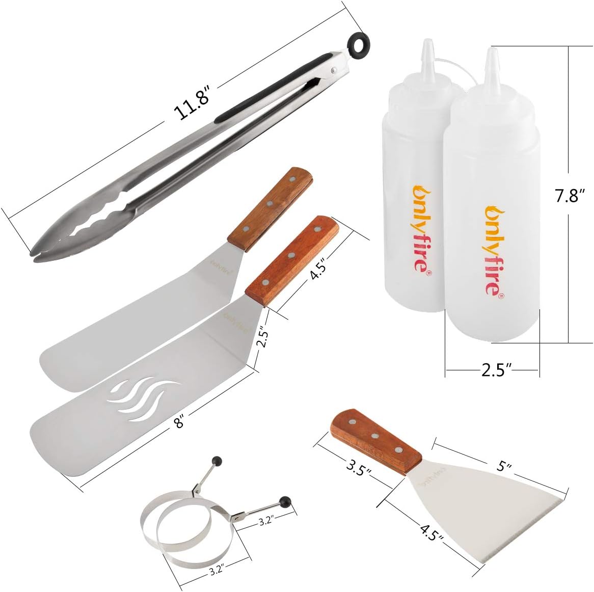 onlyfire Professional BBQ Griddle Tool Kit Great for Grill Griddle Flat Top Cooking Camping, with One 12” Melting Dome, 9 pcs : Garden & Outdoor