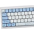 SUEHIODHY PBT Alice Rabbit Keycaps Set MOA Profile Blue White Cute Keycaps 145 Keys Custom Dye-Sublimation Keyboard Keycaps for 60% 65% 70% 75% 100% Cherry Gateron MX Switches Mechanical Keyboards