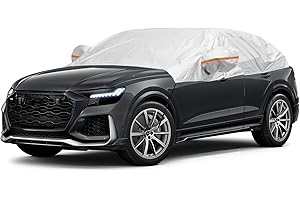 AMBARI Half Car Cover for SUV(157"-184"), Windshield Snow Cover Hail Protector Car Cover Sunroof Cover for Dustproof Sunproof, Universal Silver SUV Car Cover for Waterproof All Weather.