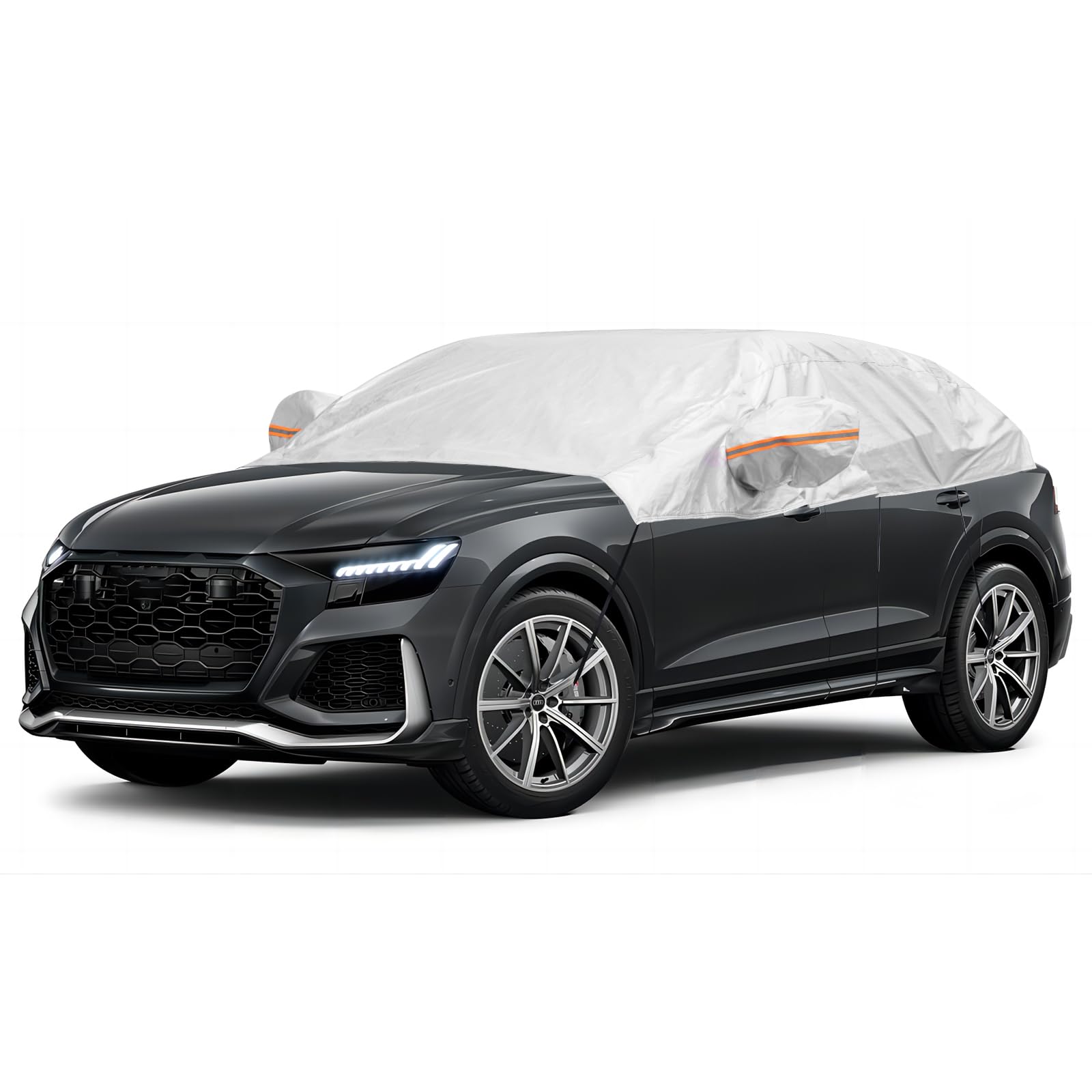Photo 1 of AMBARI Half Car Cover for SUV(184"-212"), Windshield Snow Cover Hail Protector Car Cover Sunroof Cover for Dustproof Sunproof, Universal Silver SUV Car Cover for Waterproof All Weather.