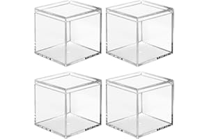Clear Acrylic Plastic Square Cube, 4-piece Acrylic Clear Box, Sturdy and Long Lasting, with Lid, Acrylic Square Container is 
