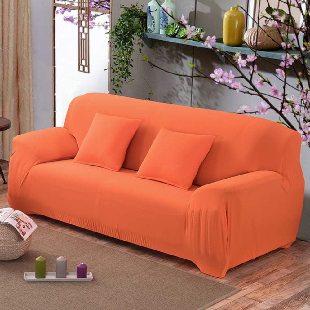 XCVBSofa cover 22 colors for choice Solid color sofa cover stretch seat couch covers Couch cover,Orange