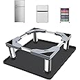 Mini Fridge Stand with Silicone Mat, Universal Stand Base Adjustable Refrigerator Stand with 4 Sturdy Feet, 24''x 24'' Mini Fridge Drip Pan Protect From Appliance Leaks for Fridge, Washer, Dryer