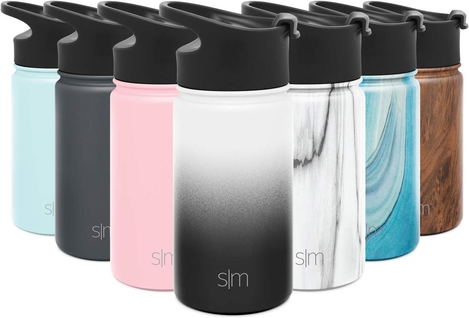 Simple Modern 14 Ounce Summit Water Bottle - Travel Mug Stainless Steel Tumbler Flask +2 Lids - Wide Mouth Double Wall Vacuum Insulated Leakproof Ombre: Tuxedo