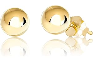 Honolulu Jewelry Company 14K Real Gold Polished Round Ball Stud Earrings, 2mm - 10mm