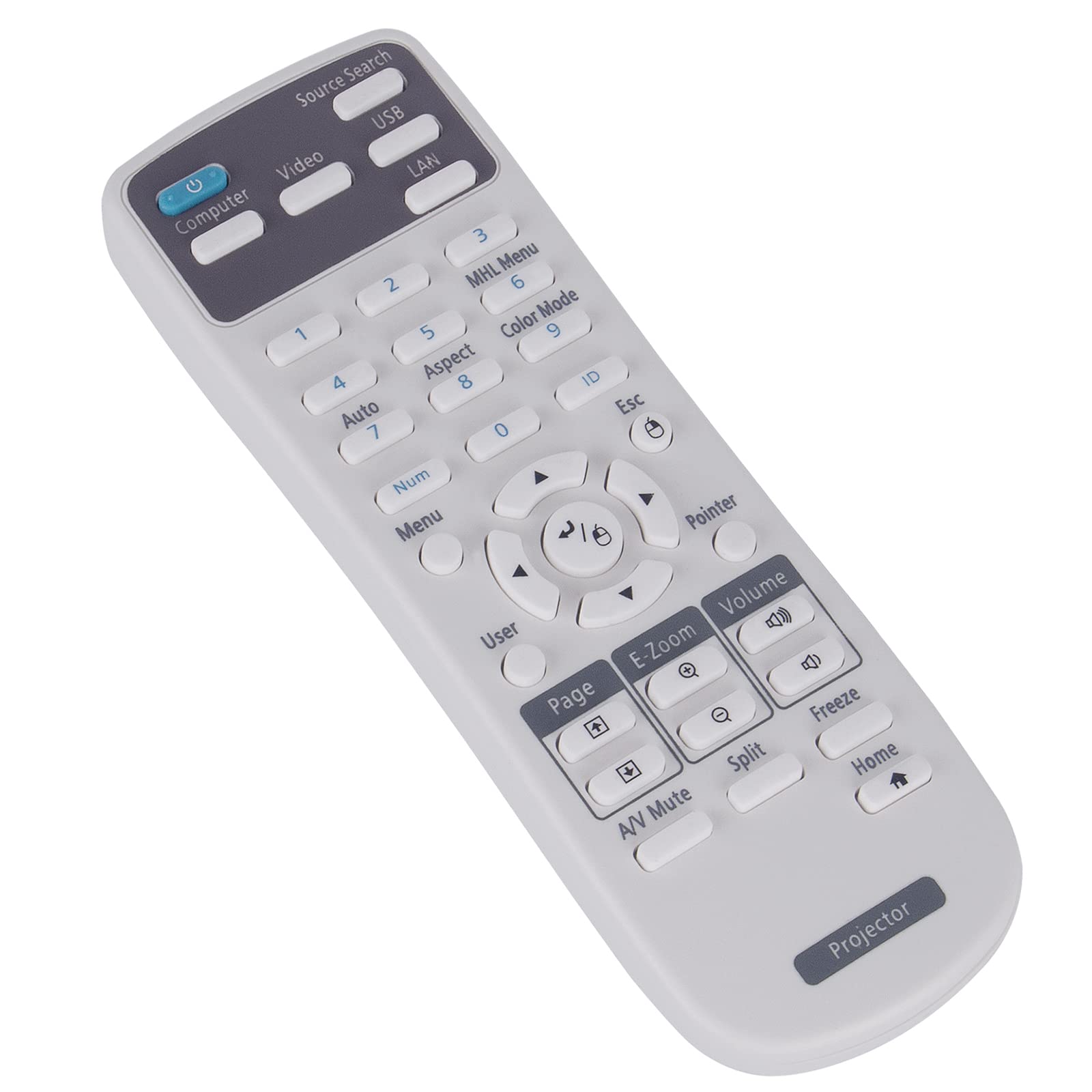Replacement Remote fit for Epson Projector EB-X41 EB-X450 EB-X500KG EB-X550KG EH-TW610 EH-TW650 PowerLite 107 108 109W 970 980W 990U EX3240 EX5240 EX5250 Pro EX7240 Pro EX9200 Pro VS240 VS340 VS345