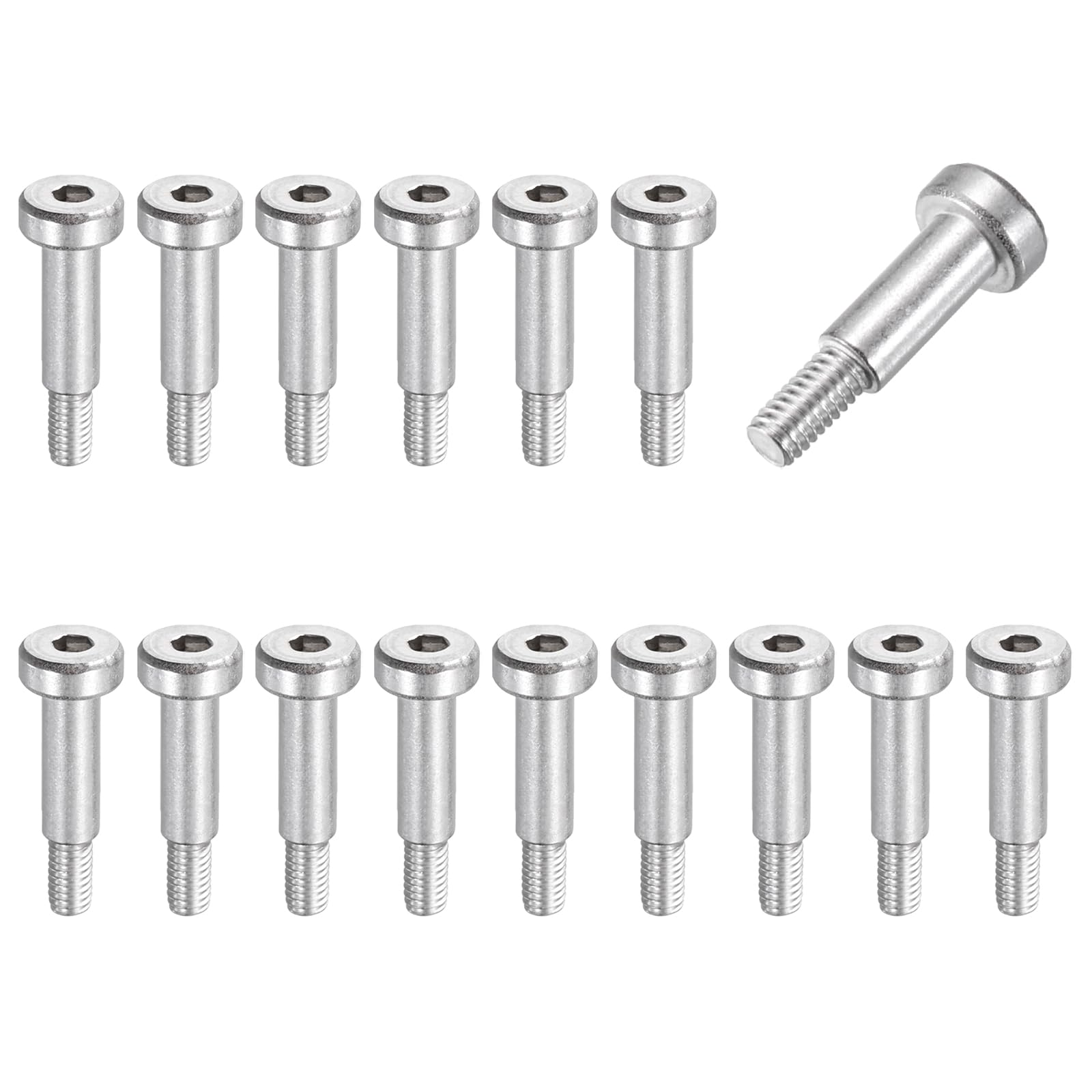 Photo 1 of MECCANIXITY 16 Pcs 304 Stainless Steel Shoulder Bolt 5mm Shoulder Dia 14mm Shoulder Length M4x0.7 Thread Hex Socket Shoulder Bolts for Hydraulic Injection Molding Machinery Industries