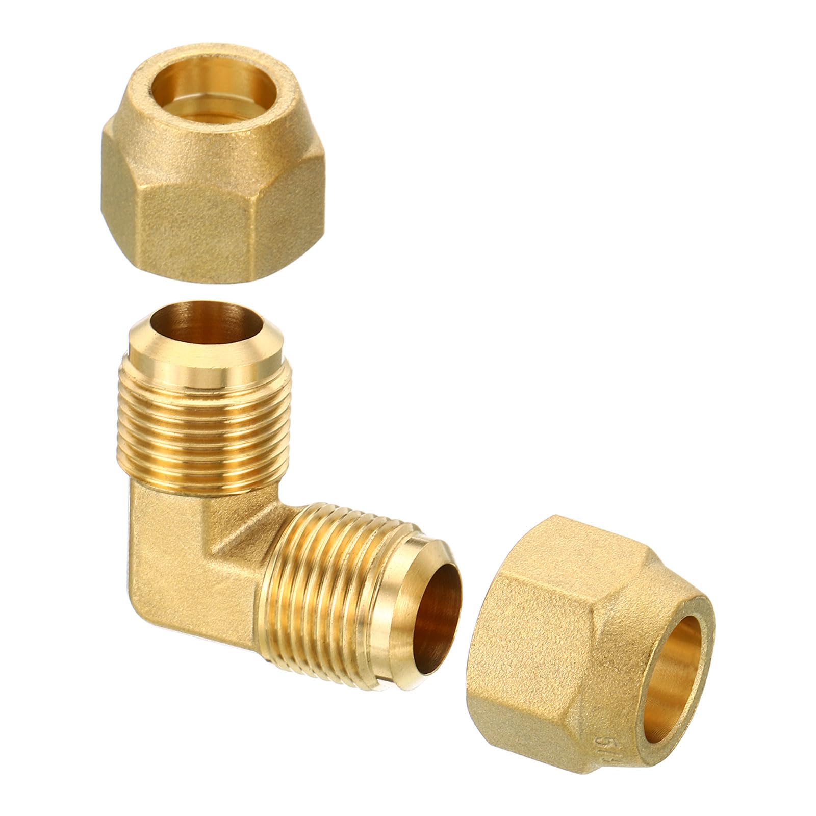 PATIKIL 5/8" x 5/8" Brass Pipe Fitting, Flare 90 Degree Elbow Tube Fitting Pipe Adapter Connector with Nut for Air Conditioner Refrigeration Plumbing