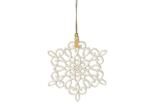 Lenox Ornament, 2025 Snow Fantasies Snowflake Ornament, Made from Porcelain with A Gold Cord for Hanging, Christmas Tree Decoration, Winter Tree Decor, Beautiful Snowflake Design (Cream, 1 Piece)