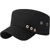 YeeHeen Unisex Cadet Army Cap Adjustable Flat Top Cap Washed Cotton Military Hat Baseball Cap