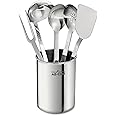 All-Clad Professional Stainless Steel Kitchen Gadgets and Caddy 6 Piece Kitchen Tools, Kitchen Hacks Silver