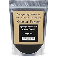 Everything Natural Coconut Activated Charcoal Powder 8oz/227g – 100% Pure, Ultra-Fine Steam Activated Charcoal from Coconut S