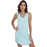 LazyCozy Bamboo Viscose Nightgowns for Women, Soft Night Shirts for Women Sleepwear, Summer Sleeveless V Neck Tank Pajama