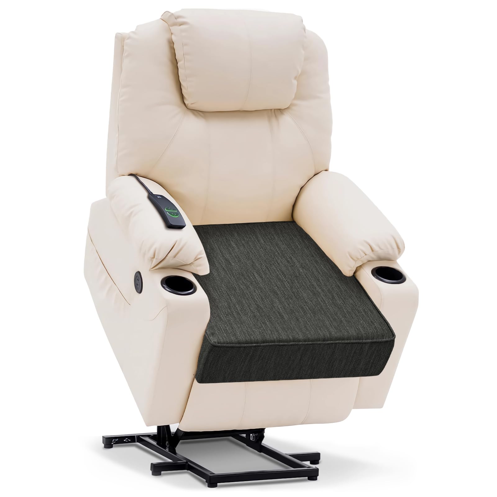 baibu Large Dual-Layer Memory Foam Chair Seat Cushion for Recliner, Couch, Armchair with Textured Washable Cover, Non-Slip Base for Tailbone Pain & Pressure Relief, 50x50x12.7cm -Black