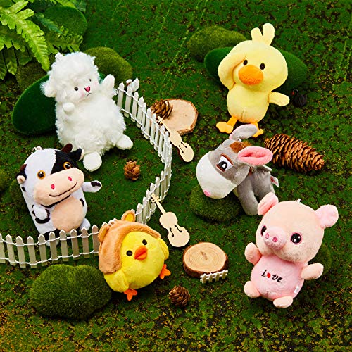 7 Pieces Mini Plush Farm Animals Toys Furry Stuffed Farm Animals Cute