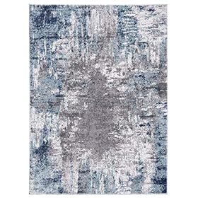 LUXE WEAVERS Rug 7680 Abstract Modern Area Rug, Stain Resistant, Machine-Made, Dark Blue, Light Blue / 5' x 7' 61JYZ WmOoL