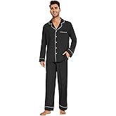 WiWi Men's Pajama Set Soft Sleepwear Button Down Pajamas Sets Classic Notch Collar Loungewear Viscose from Bamboo Pjs S-XXL