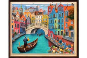 Joyhoor Cross Stitch Kits for Beginners Stamped Cross-Stitch Supplies Needlework preprint Embroidery Kits for Adults DIY Needlepoint Kits Embroidery Patterns 11CT-Colorful City 16x20 inch