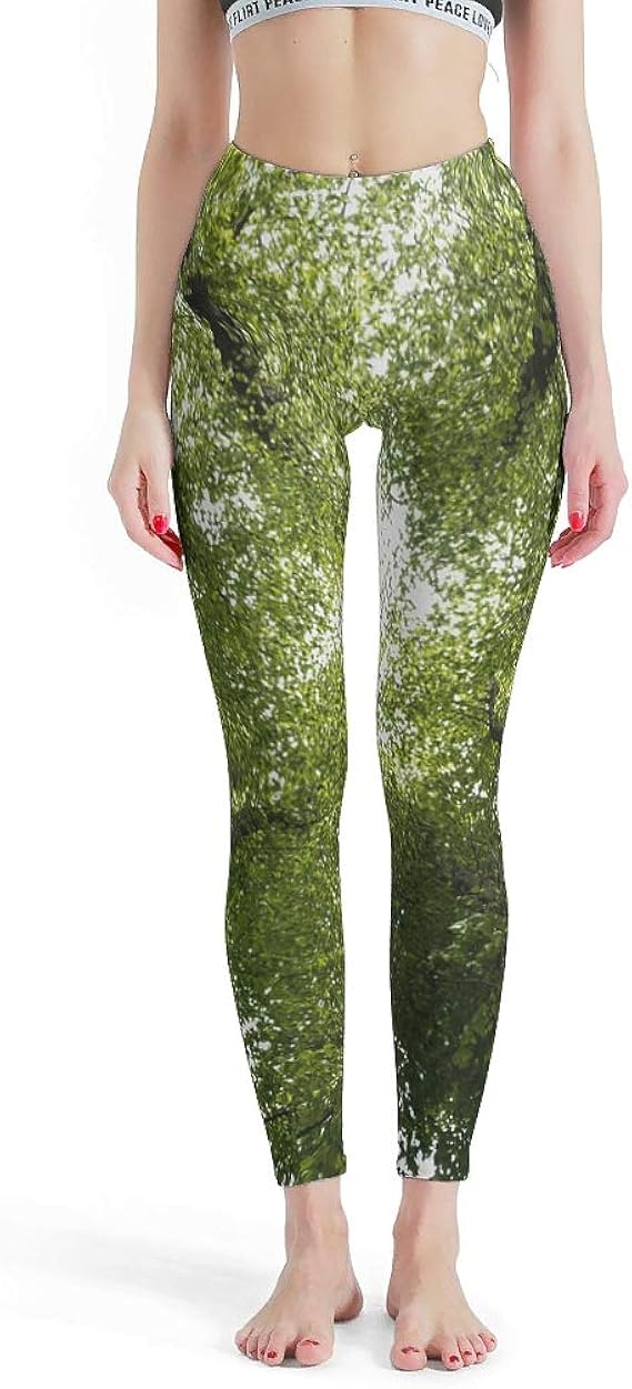 Green Forest Tree Nature Landscape Print Girls Leggings High Waist Yoga Leggings Slimming 
