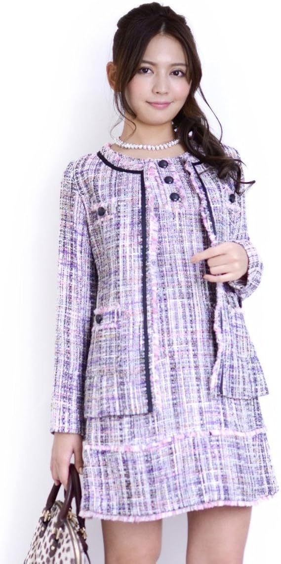 Amazon Jennyツイードアンサンブルスーツ 9ar ピンク アンサンブル 通販