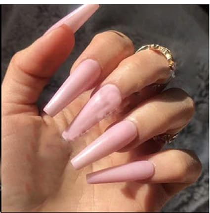 VIKSON INTERNATIONAL 20 Pcs Set of Extra long Natural Color Coffin French Nails Bridal Wedding False Nails Nail Art Acrylic Full Fake nails