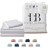 Luxury Bamboo Market | King Size Bed Sheet Set | 100% Viscose Made from Bamboo | Organically Grown | Ultra Soft | Cooling Sheets for Hot Sleepers | 17" Deep Pocket [Classic White]