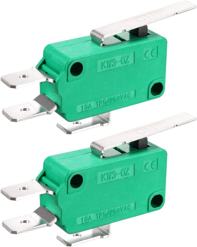uxcell 2PCS KW3-OZ 16A 125/250VAC SPDT NO NC Hinge Lever Type Micro Limit Switches